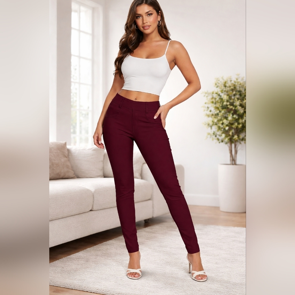Hybrid & Company Super Comfy Stretch with Full Elastic Waist Pull On Med. Wine